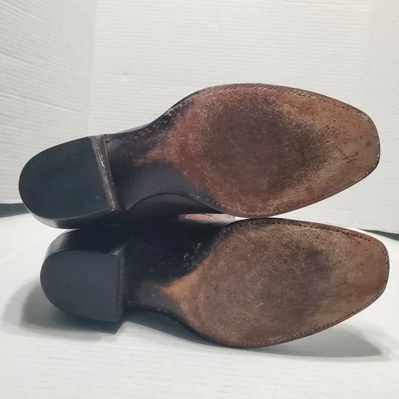 LUCCHESE Brown Leather BART Embroidered Western Cowboy Boots Mens 8.5 D - Picture 8 of 8